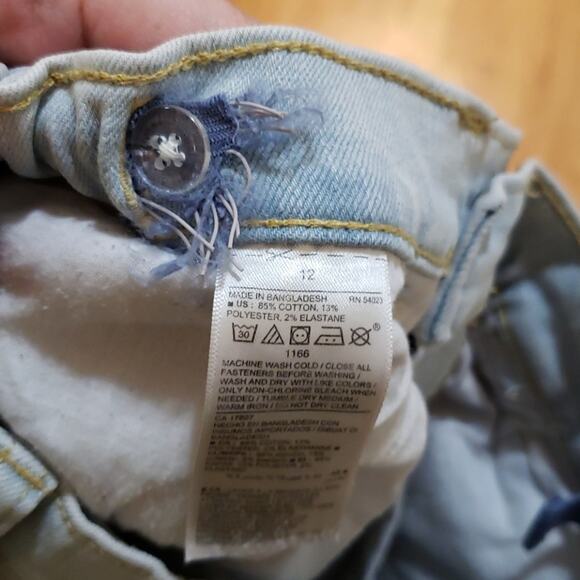 Old Navy Karate Slim Flex Max Jeans Boys 12 Adjustable Waist Ripped Light Wash - Picture 7 of 8